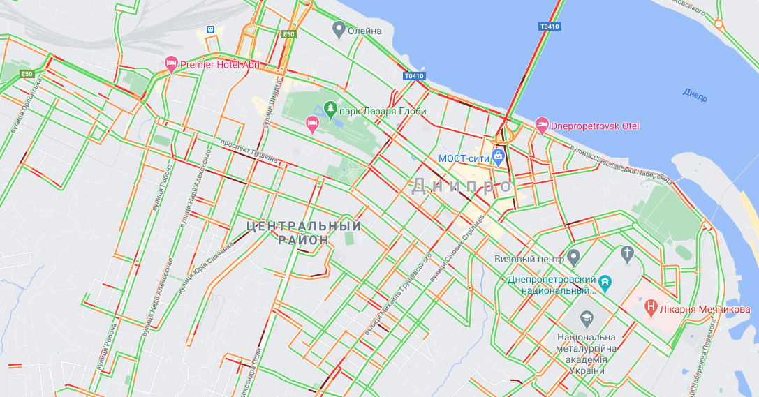 Пробки в Днепре / фото: google.com