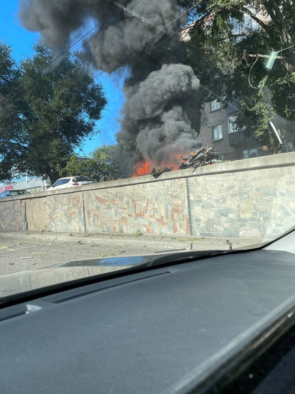 Густой дым - фото: tg ДТП.Пробки