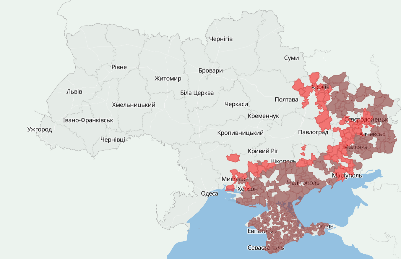 Карта громад, які додали до переліку постраждалих через війну - || фото: minre.gov.ua