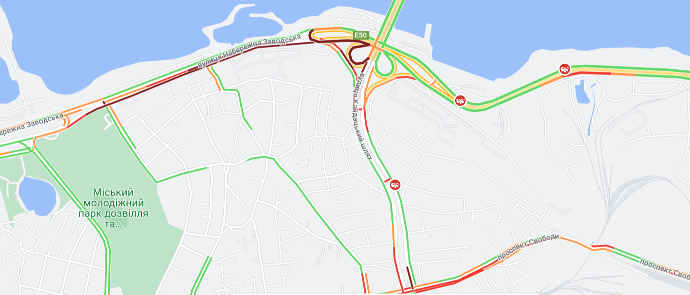 Пробка на Набережной Заводской - фото: google.com