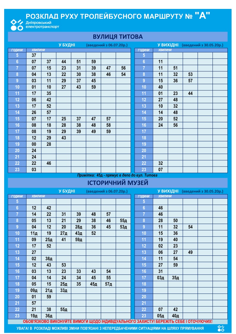 График движения троллейбуса №Кольцо А / фото: det.dp.ua