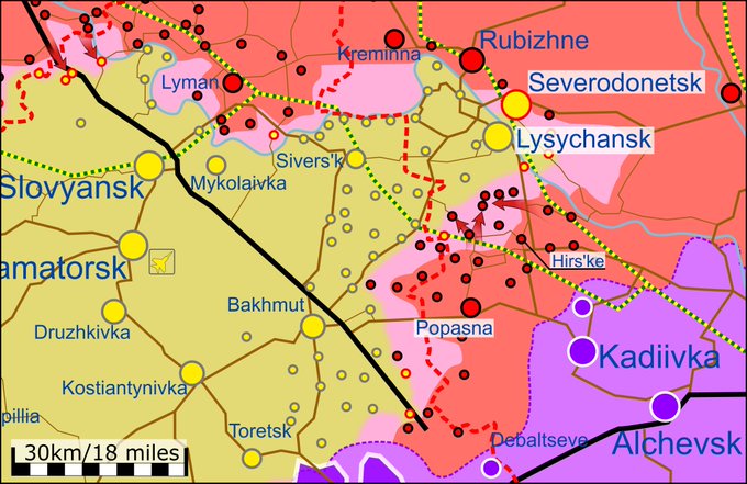 Карта бойових дій в Україні 25 червня