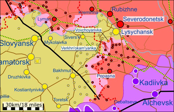 Карта бойових дій в Україні 26 червня