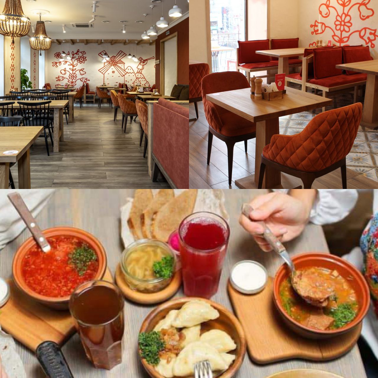 Меню: вареники, пельмени и горячие блюда с настоящей деревянной печи