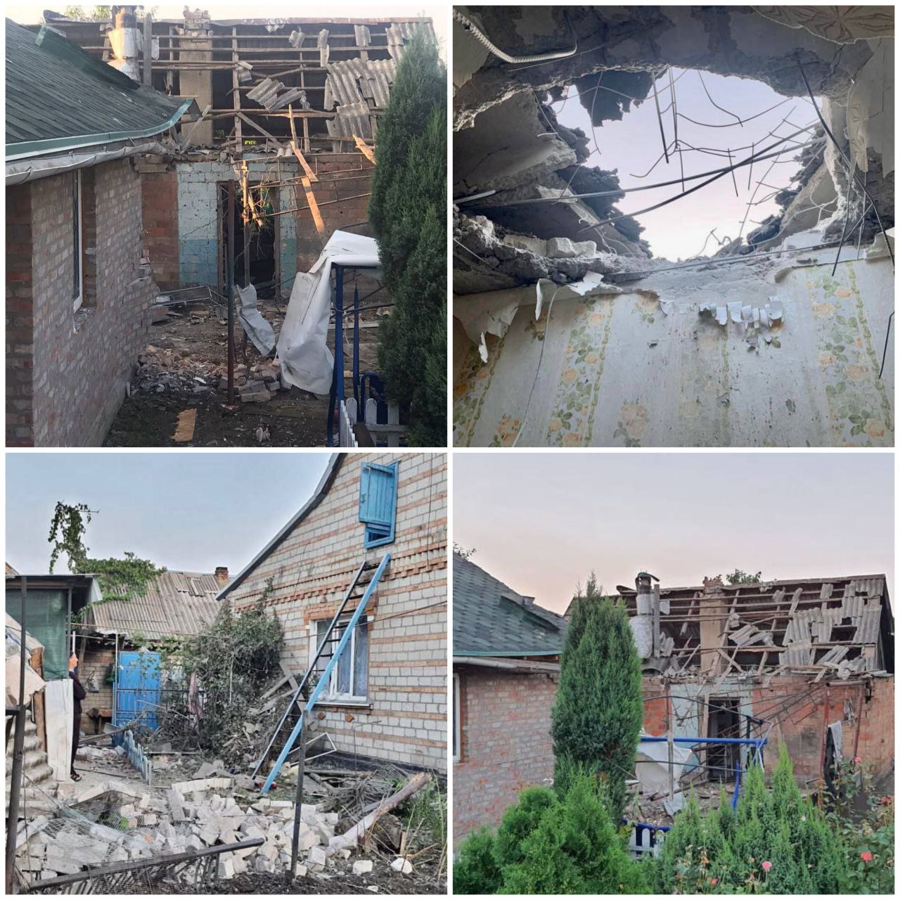 Пошкоджені будинки в Нікополі