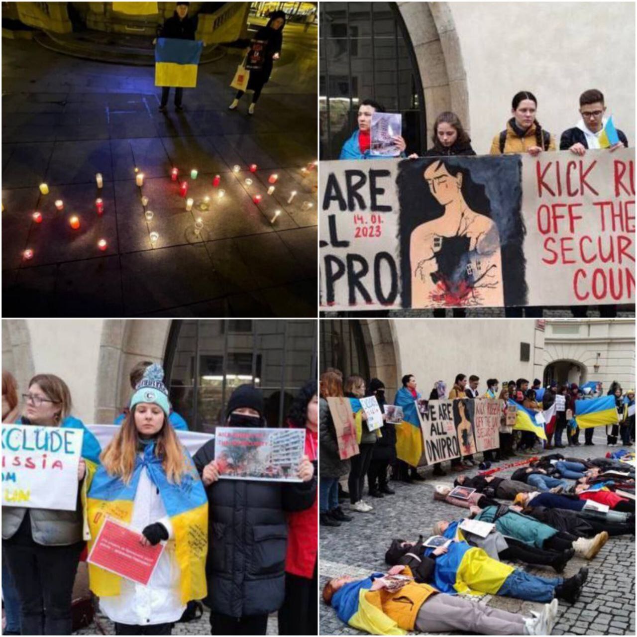 У країнах Європи пройшли акції в пам'ять про загиблих внаслідок ракетного удару по Дніпру