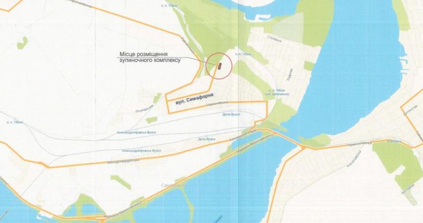 Расположение остановки на улице Семафорной - фото: dniprorada.gov.ua