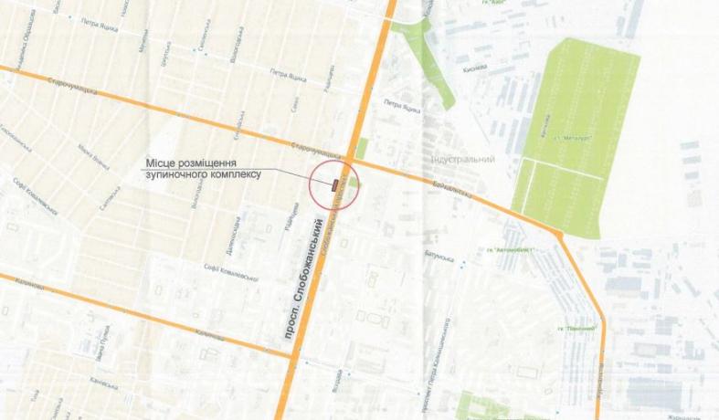 Расположение остановки по проспекту Слобожанском