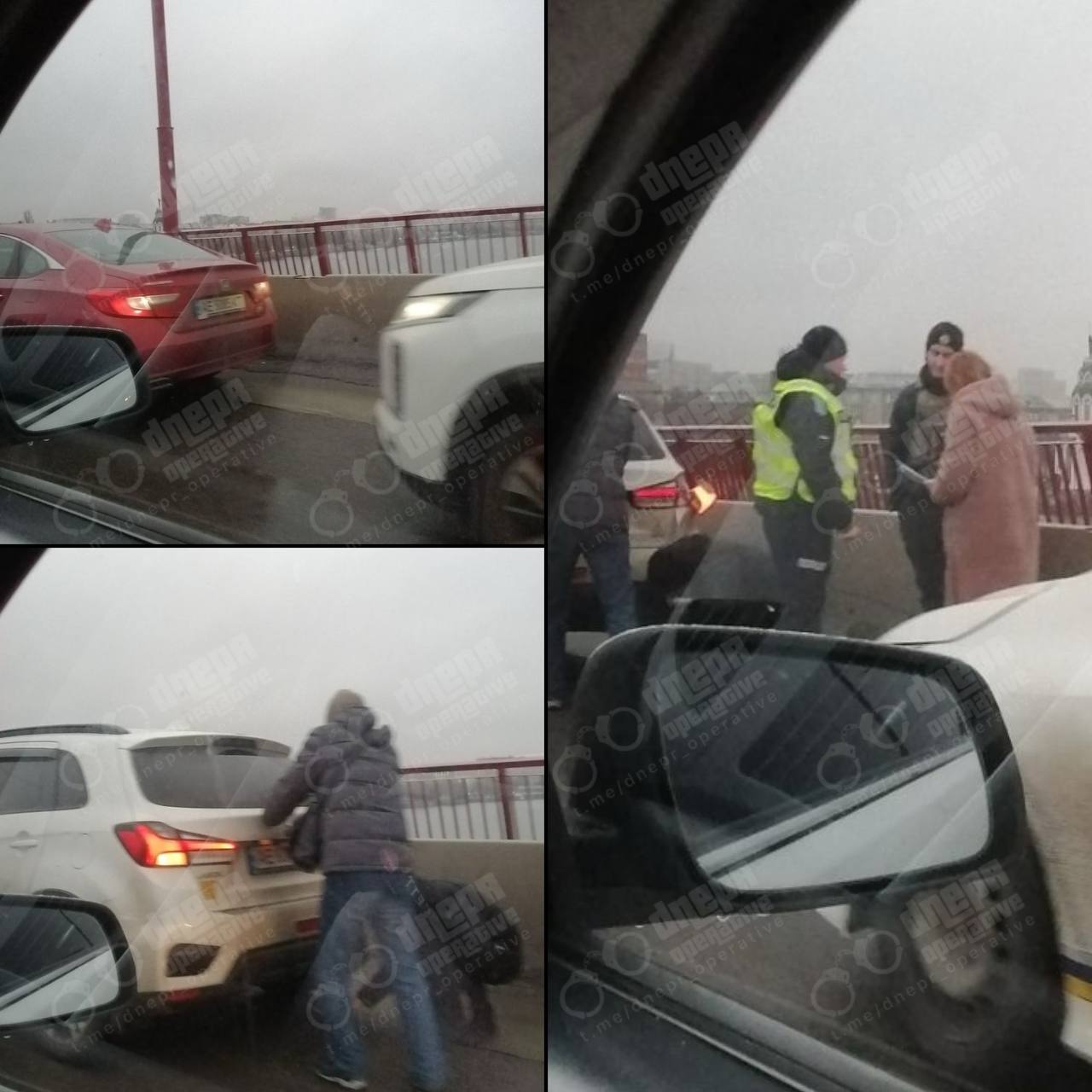 Ожеледиця і туман: у Дніпрі через погіршення погодних умов сталися аварії на мостах - || фото: t.me/dnepr_operativ