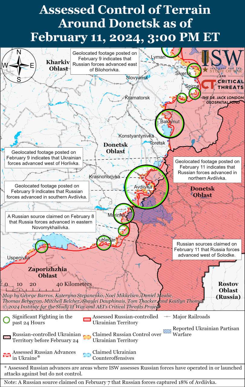 Карта бойових дій в Україні 12 лютого.