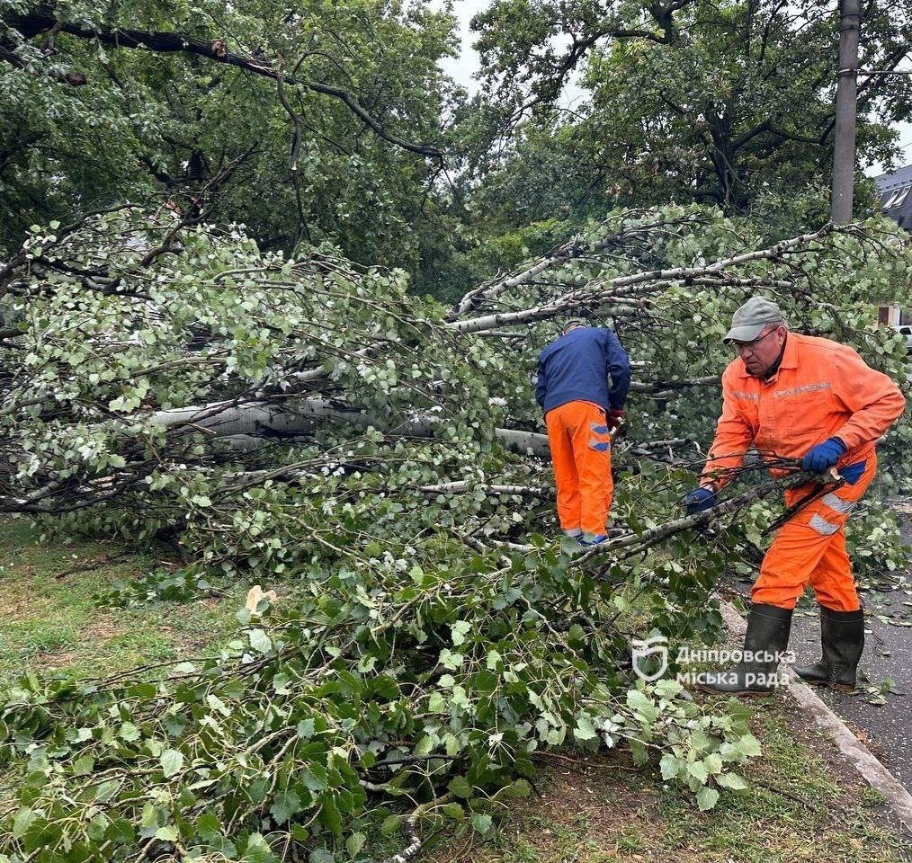 Коммунальные службы устраняют последствия непогоды в Днепре.
