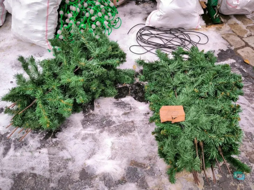 Заввишки понад 10 метрів: у Дніпрі встановлюють новорічну ялинку