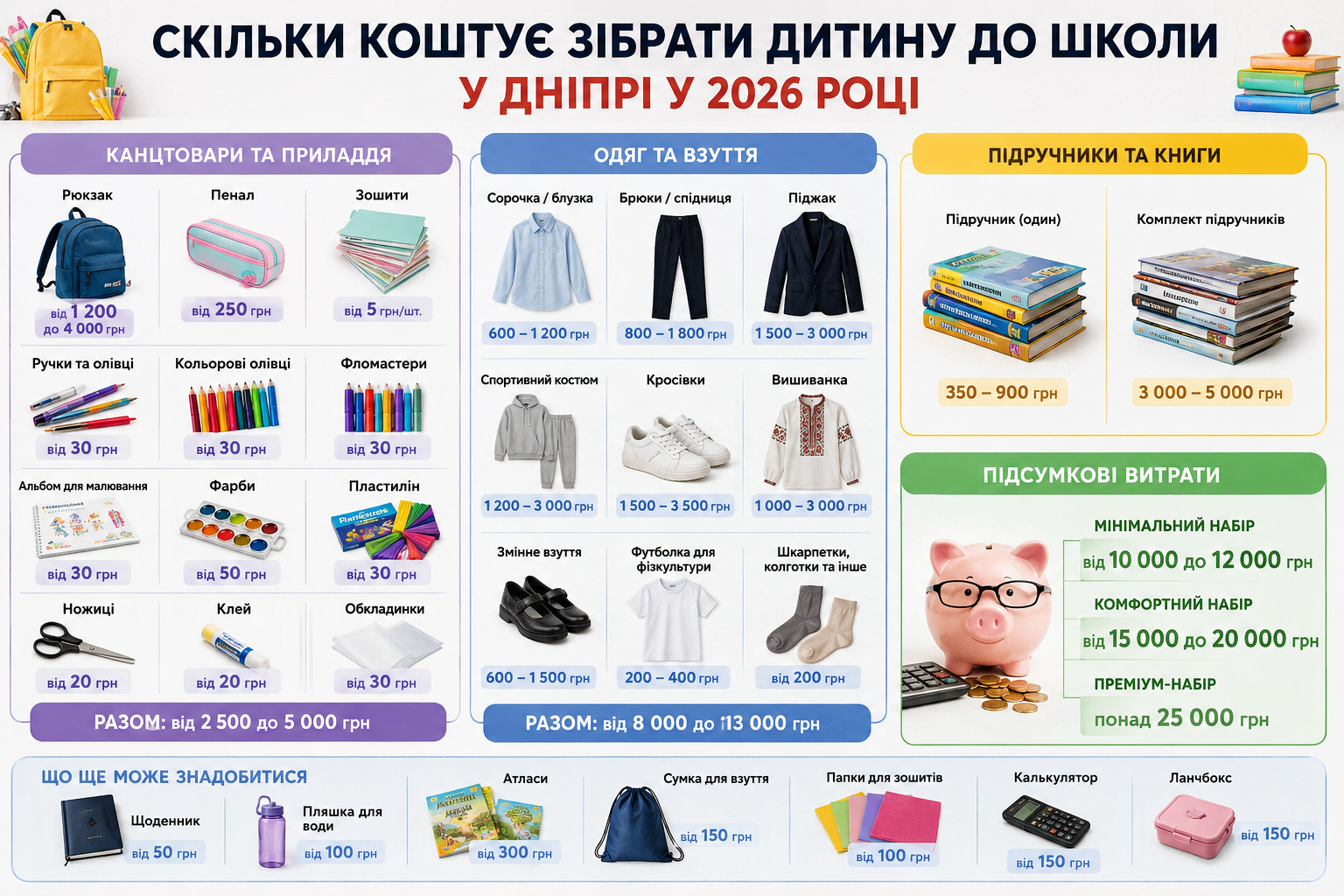 Сколько стоит собрать ребенка в школу в 2026 году: цены на канцтовары, одежду и рюкзаки.
