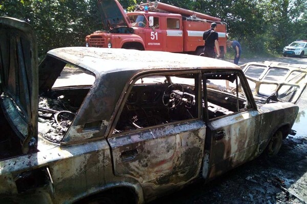 Сгорел дотла: в Днепропетровской области во время движения вспыхнул ВАЗ (ФОТО) фото