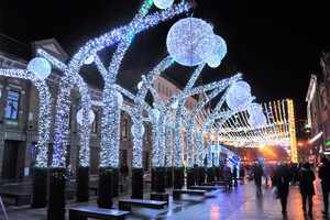 Вот так красота: улицы Короленко и Яворницкого украсили новогодними иллюминациями фото